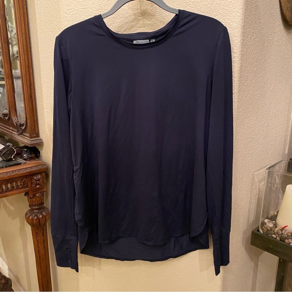 ATHLETA Women Black Slit Long Sleeve Top Size Medium